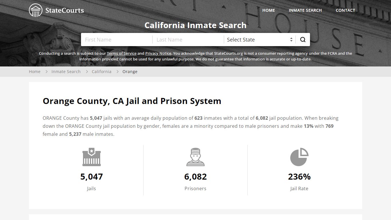 Orange County, CA Inmate Search - StateCourts