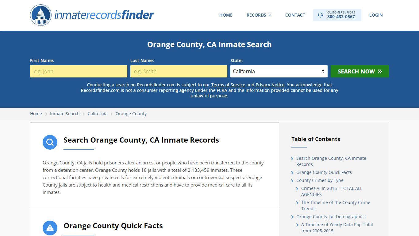 Orange County, CA Inmate Lookup & Jail Records Online