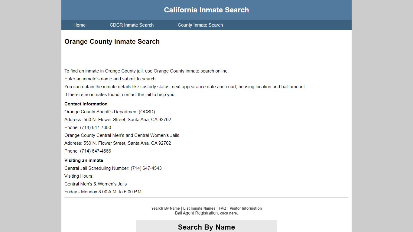 Orange County Inmate Search - California Inmate Search