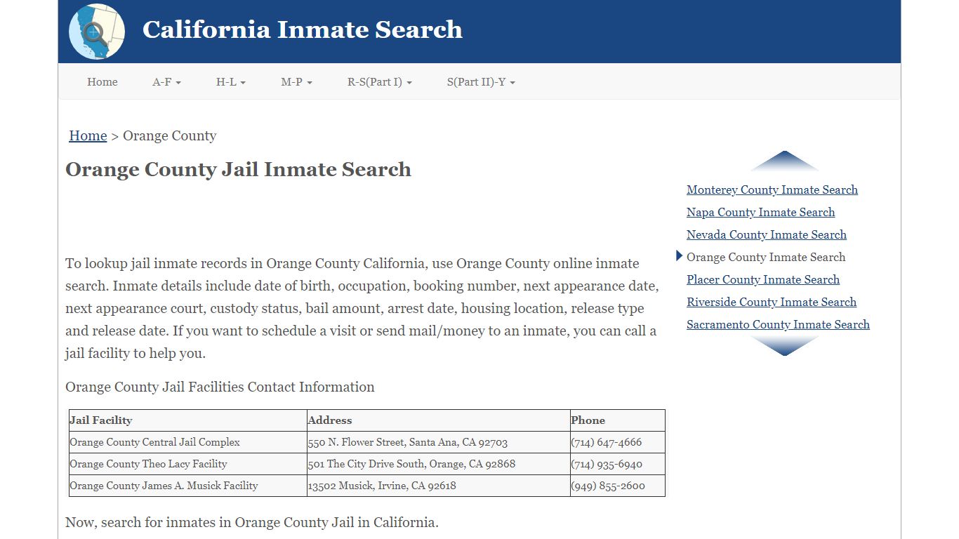 Orange County Jail Inmate Search - California Inmate Search