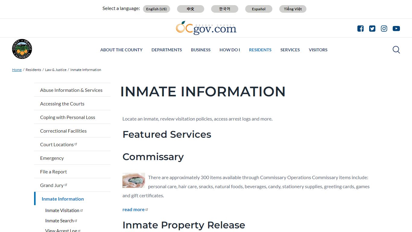 Inmate Information - Orange County, California